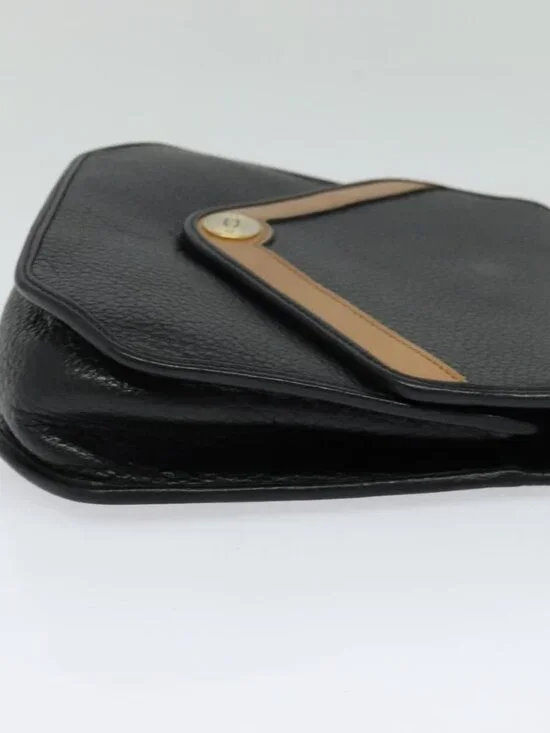 Christian Dior Shoulder Bag Leather Black Gold Auth BA2043 - Picture 5 of 16